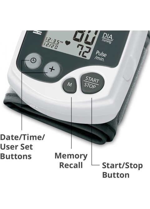 HoMedics Automatic Wrist Blood Pressure Monitor | 2 Users, 120 Stored Readings, Memory Average Function | Fast Accurate Readings, BONUS Protective Case Included