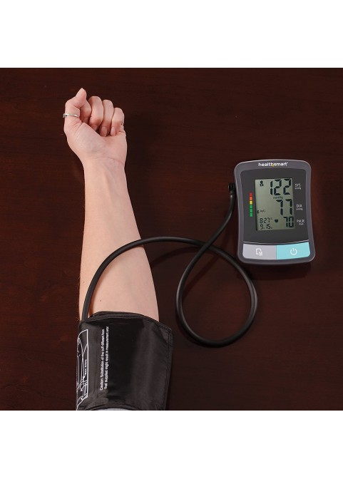 HealthSmart Digital Blood Pressure Monitor with Automatic Wrist Cuff that Displays Blood Pressure, Pulse Rate and Irregular Heartbeat, Stores up to 120 Readings for 2 Users, Black