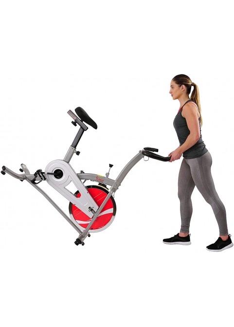 Sunny Health &amp; Fitness Indoor Cycle Exercise Bike with Heavy Chrome 49 LB / 22 LB Flywheel