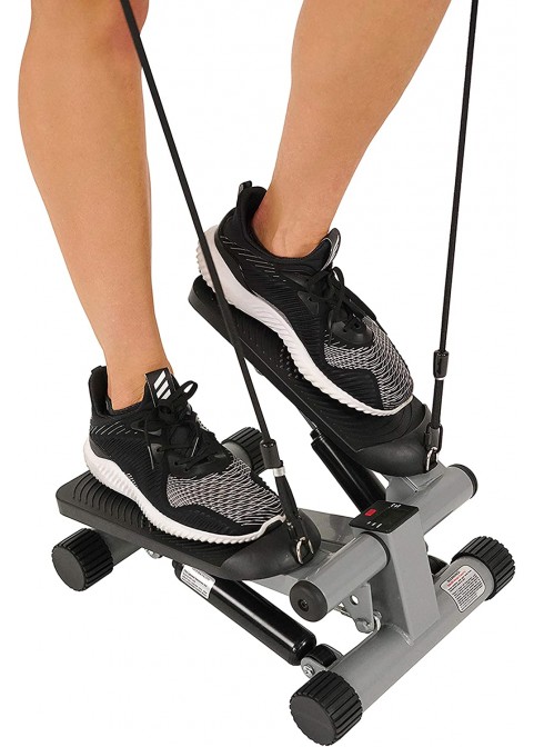 Sunny Health &amp; Fitness Mini Stepper with Resistance Bands, Black